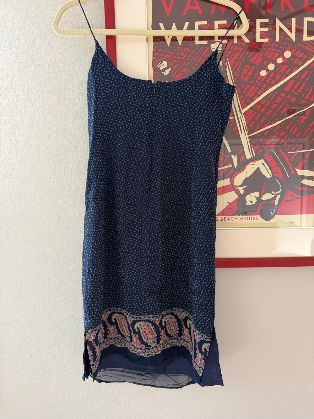 Polo by Ralph Lauren Navy Paisley-Trim Slip Midi Dress